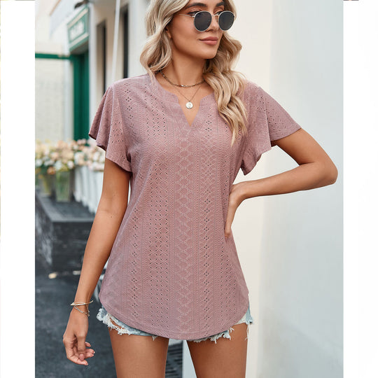 Damen Luftiges Blusenshirt mit effektvollem Lochmuster Heidi-Mode