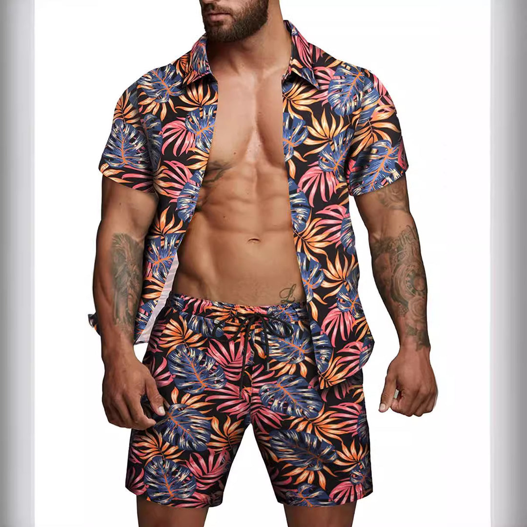 Herren kurzärmliges Hemd und Badeshorts Set Heidi-Mode