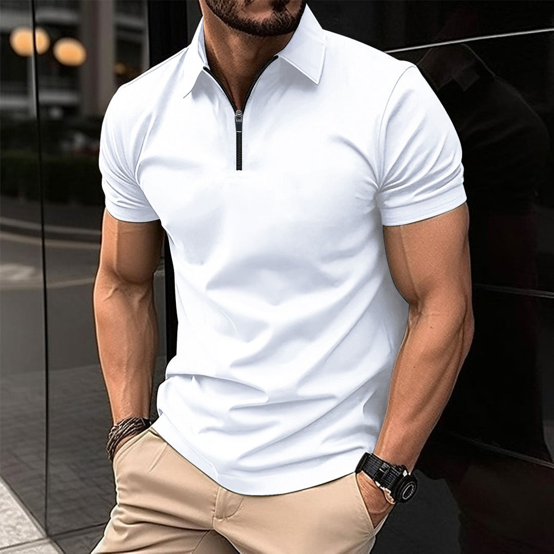 Herren Funktionspoloshirt mit modernem Reißverschluss und atmungsaktiven Eigenschaften Heidi-Mode