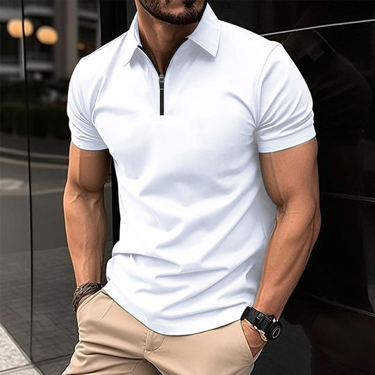 Herren Funktionspoloshirt mit modernem Reißverschluss und atmungsaktiven Eigenschaften Heidi-Mode