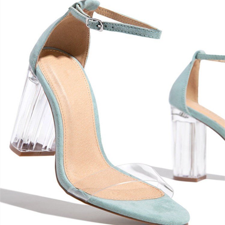 Damen elegante High Heel Sandalen mit transparentem Blockabsatz Heidi-Mode