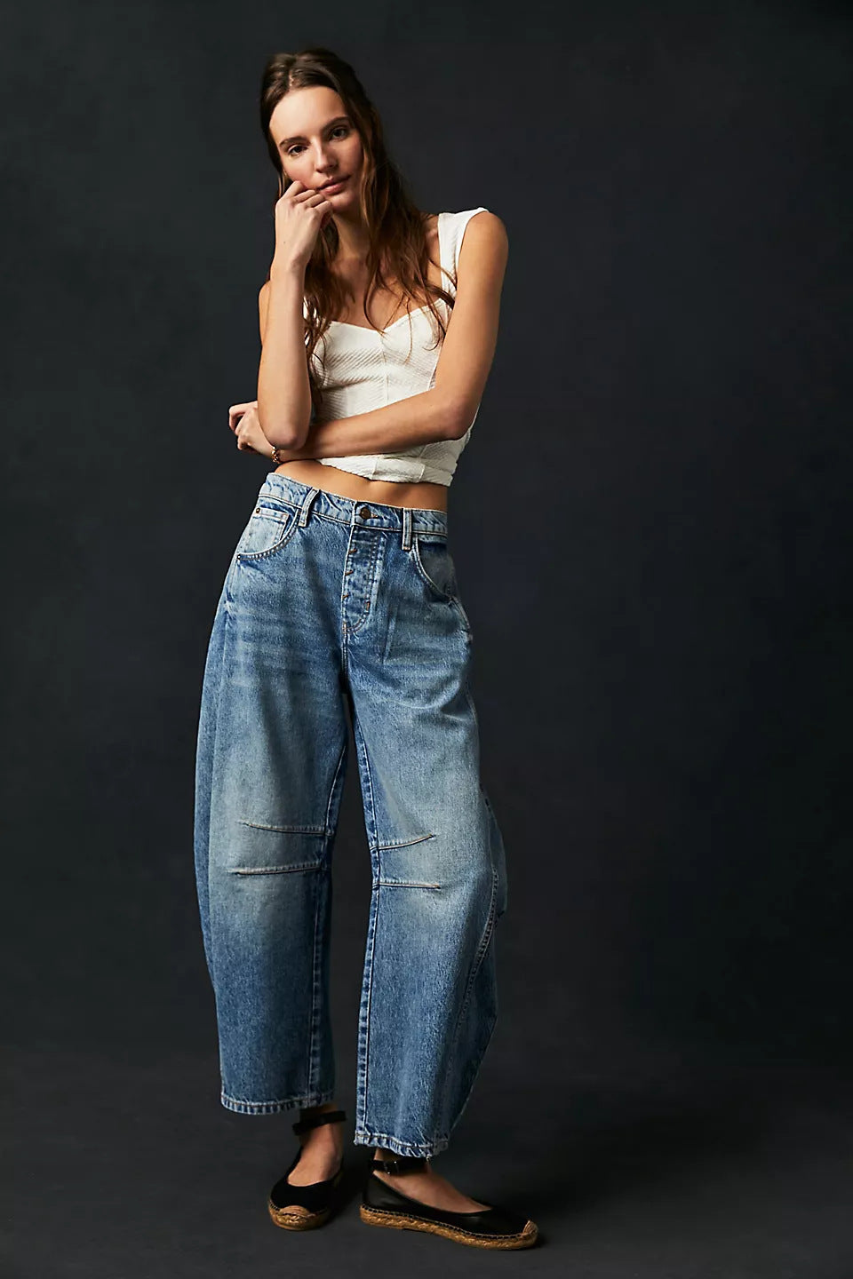 Damen Oversized Jeans im lässigen Schnitt mit modischen Details Heidi-Mode