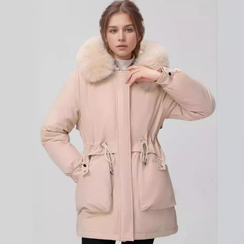 Damen isolierter Parka mit abnehmbarer Kapuze und luxuriösem Kunstfell Heidi-Mode