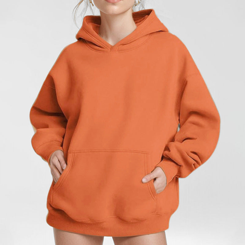 Damen Lockere Kapuzenpullover aus weichem Fleece mit Kängurutasche Heidi-Mode