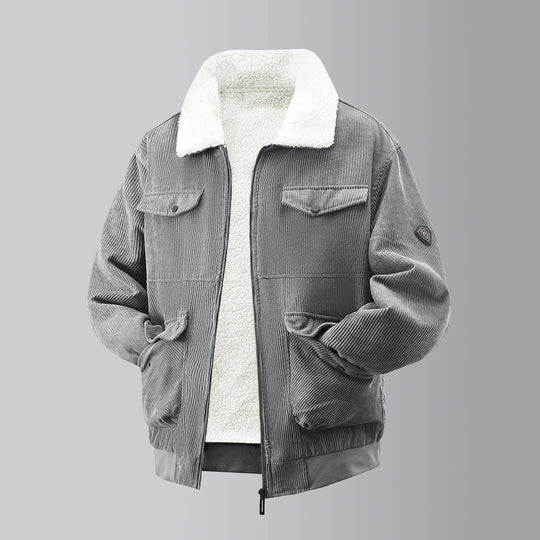 Herren kuschelige Teddy-Fleecejacke mit praktischen Brusttaschen und elastischen Bündchen Heidi-Mode