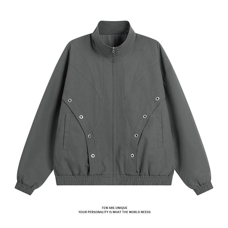 Damen modische Übergangsjacke mit hohem Kragen und praktischen Druckknopfdetails Heidi-Mode