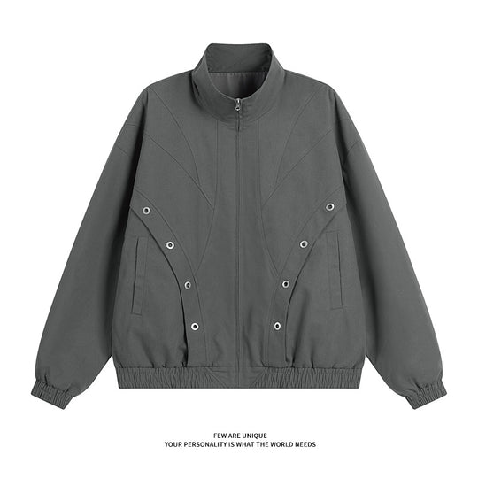 Damen modische Übergangsjacke mit hohem Kragen und praktischen Druckknopfdetails Heidi-Mode