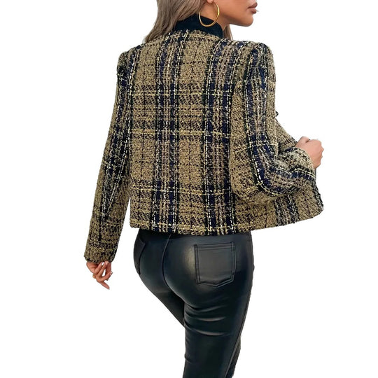 Damen Tweed-Blazerjacke mit goldenen Knöpfen Heidi-Mode