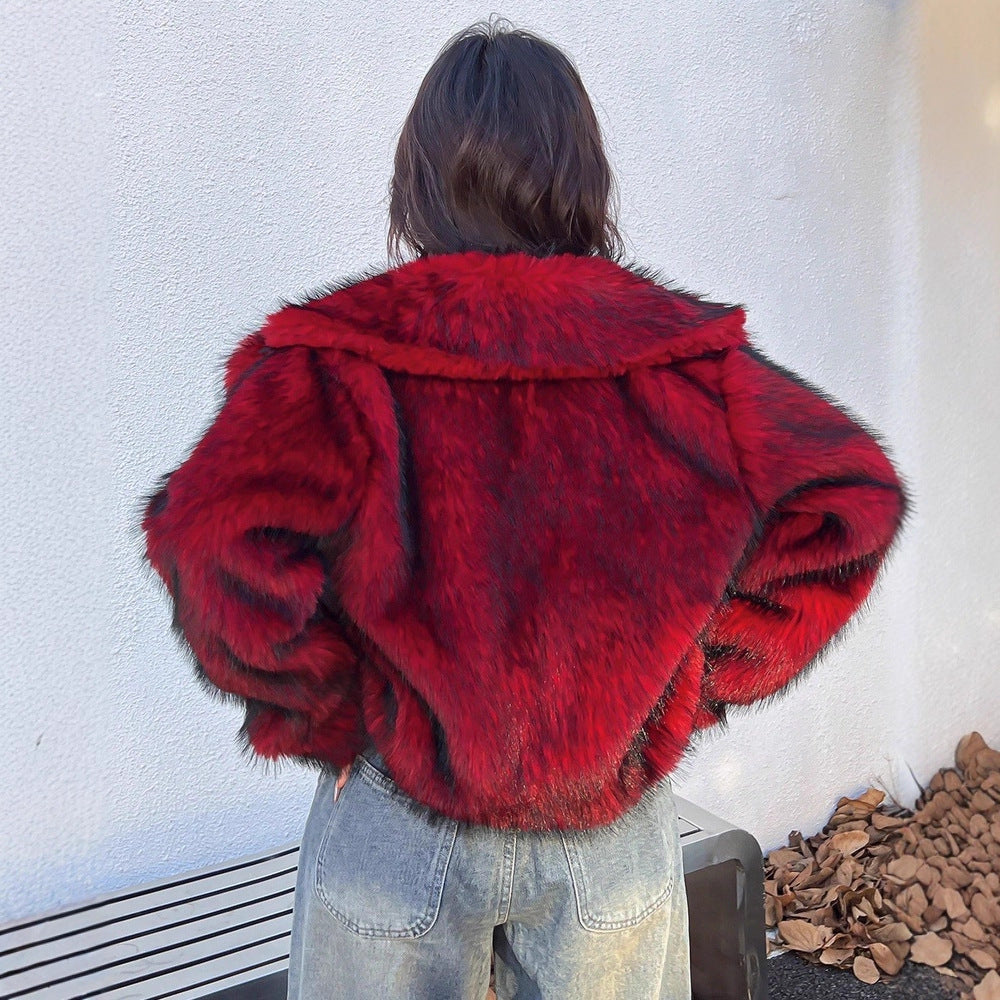 Damen Modische Kurzjacke mit glamourösem Kunstfell Heidi-Mode