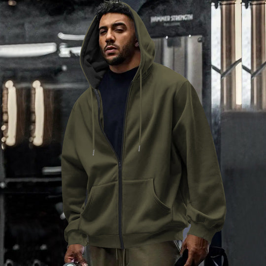 Herren Kapuzenjacke mit leichtem Reißverschluss und praktischen Taschen Heidi-Mode