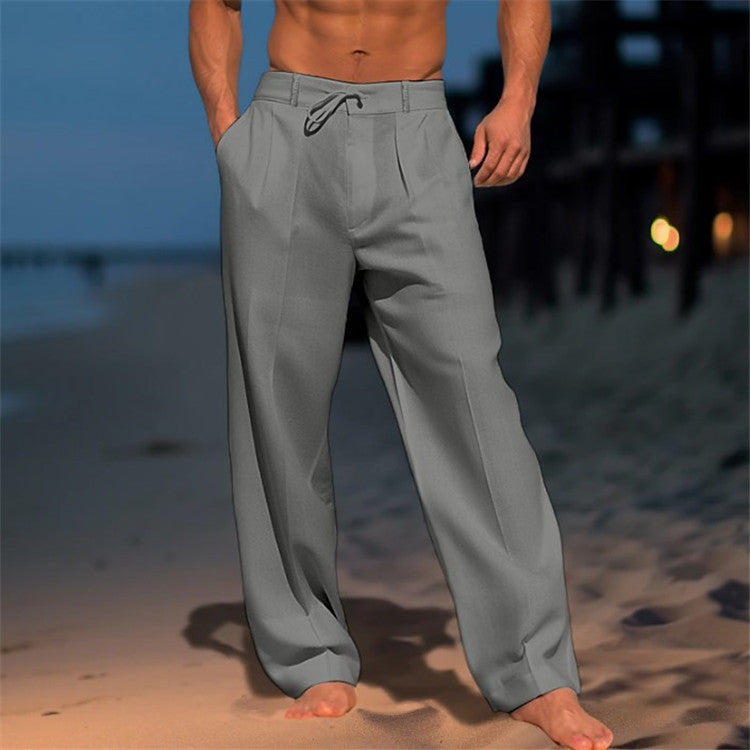 Herren elegante Freizeithose mit legerem Schnitt und verstellbarem Bund Heidi-Mode