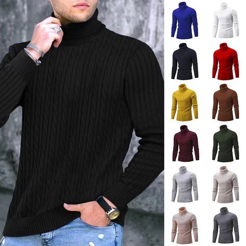 Herren Strickpullover mit modernem Rippmuster und hohem Kragen Heidi-Mode