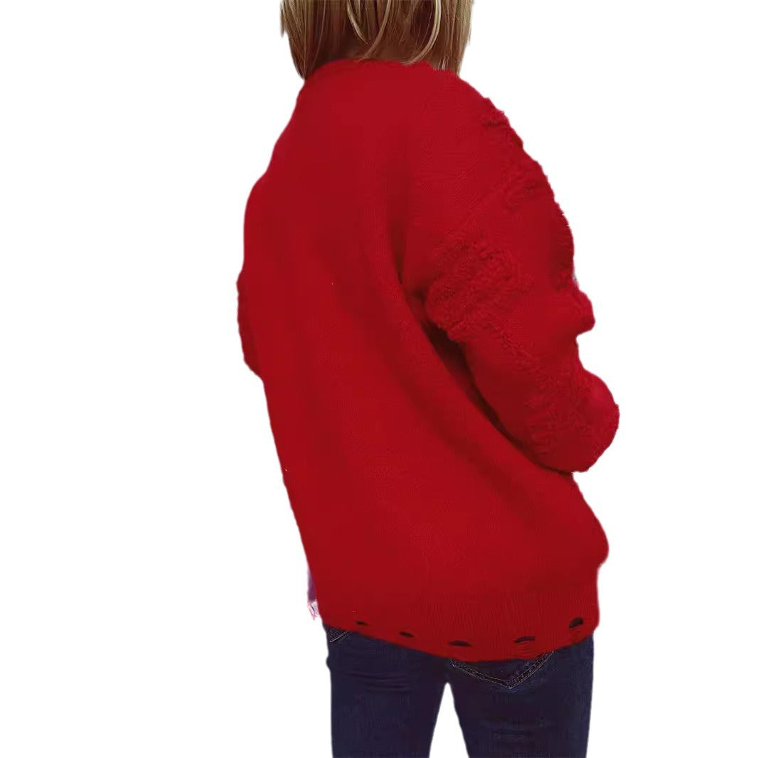 Damen Weihnachts-Pullover mit festlichem Motiv und 3D-Applikationen Heidi-Mode