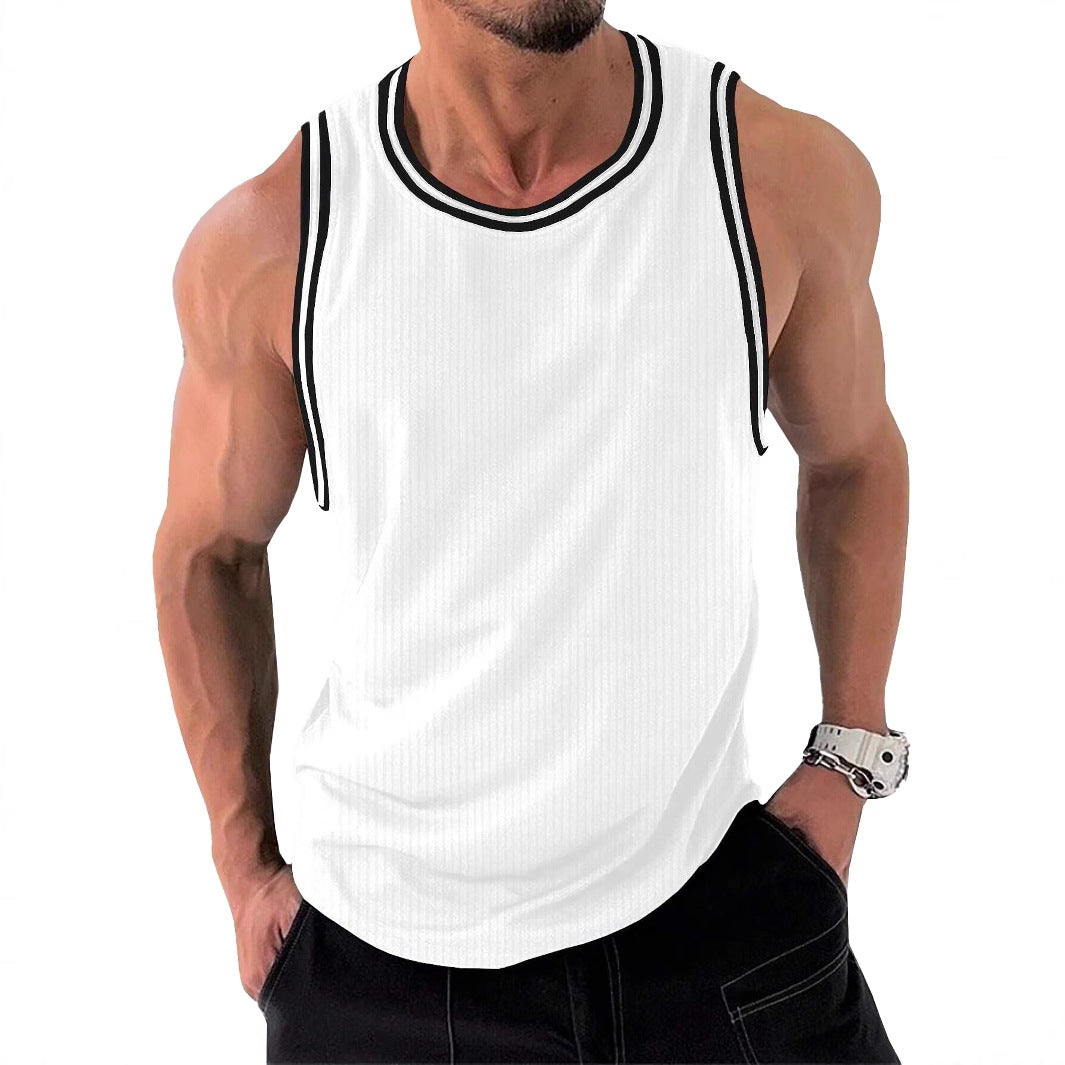 Herren Sportliches ärmelloses Tanktop mit atmungsaktivem Material und modernem Rippendesign Heidi-Mode