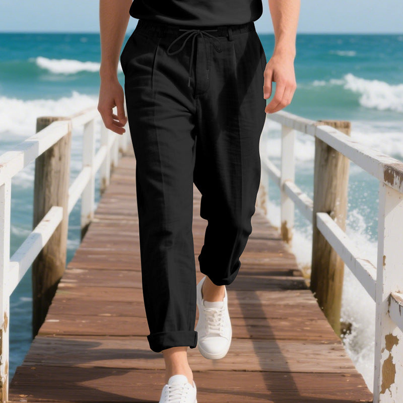 Herren Leichte Freizeithose mit elastischem Bund und seitlichem Kordelzug Heidi-Mode