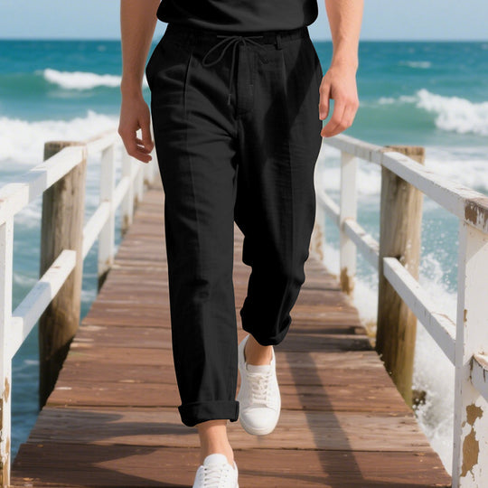 Herren Leichte Freizeithose mit elastischem Bund und seitlichem Kordelzug Heidi-Mode