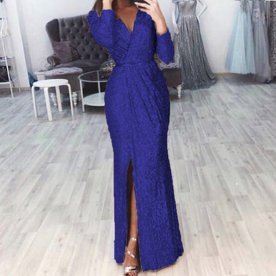 Damen Elegantes Wickelkleid mit Bein-Schlitz Heidi-Mode