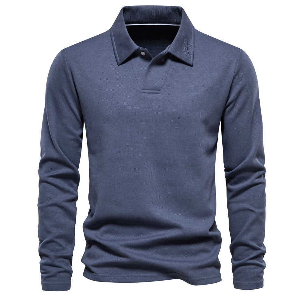 Herren Langarm Poloshirt mit intensivem Struktur-Design und klassischem Kragen Heidi-Mode