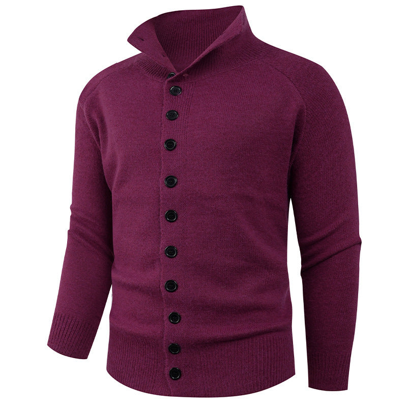 Herren Strickpullover mit hohem Kragen und Knopfverschluss Heidi-Mode