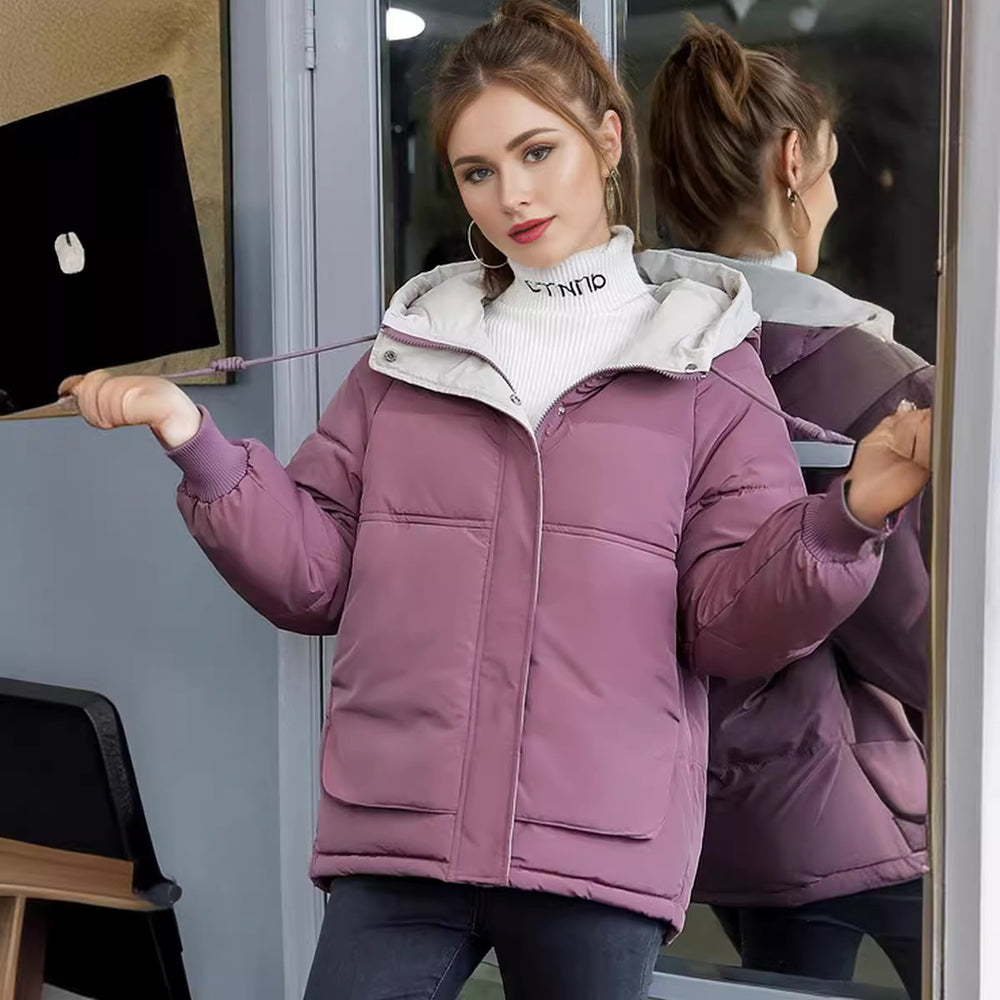 Damen modische Steppjacke mit abnehmbarer Kapuze und komfortabler Passform Heidi-Mode