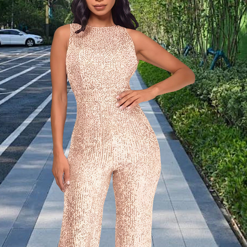 Damen Glamouröses Jumpsuit mit Paillettenbesatz und figurbetonter Silhouette Heidi-Mode