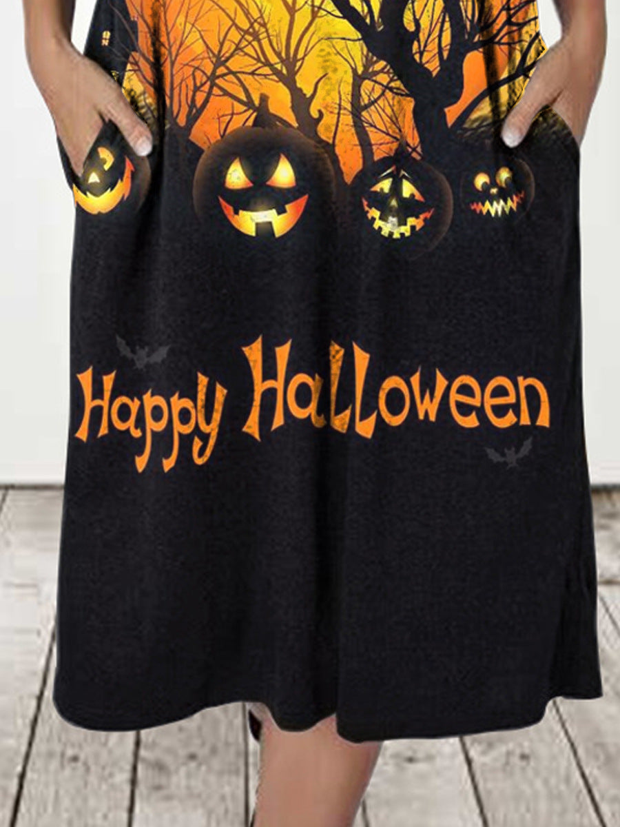Damen Kapuzenkleid mit Halloween-Motiv und praktischen Taschen Heidi-Mode