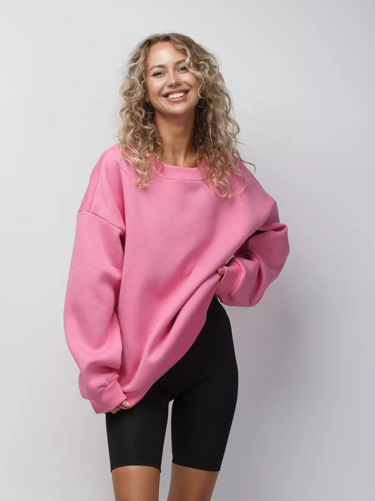Damen Oversized Sweatshirt mit lässigem Schnitt und hohen Bündchen Heidi-Mode