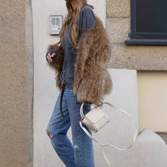 Damen Kunstfelljacke im eleganten und flauschigen Design Heidi-Mode