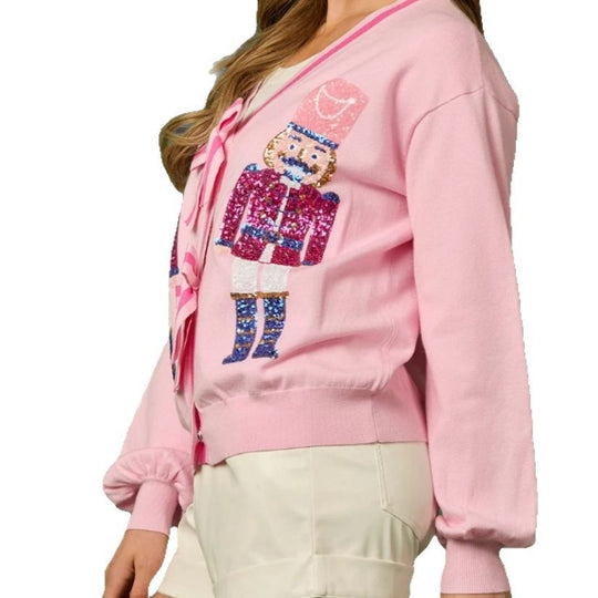 Damen Strickjacke mit funkelnden Details und raffinierten Schleifen Heidi-Mode