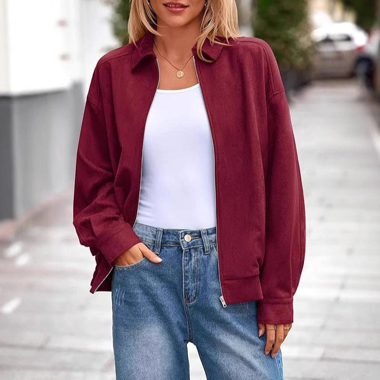 Damen lässige Übergangsjacke mit hohem Kragen und Reißverschluss Heidi-Mode