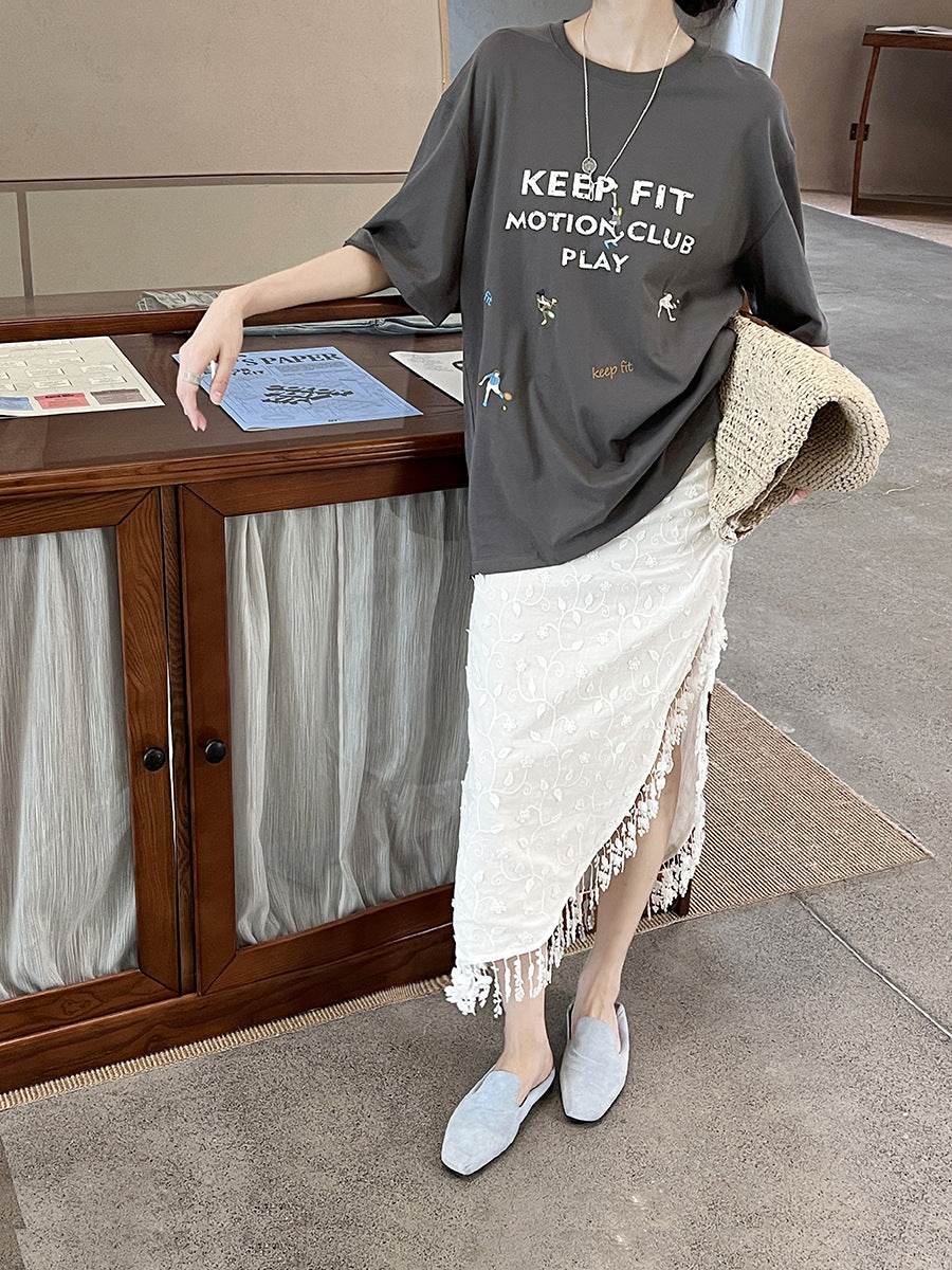 Damen Strandtuch mit feiner Quastenverzierung und eleganter Textur Heidi-Mode