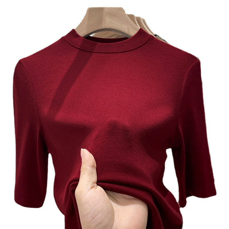 Damen Kurzarm Turtleneck Shirt aus hochwertigem, elastischem Material mit modernem Design Heidi-Mode