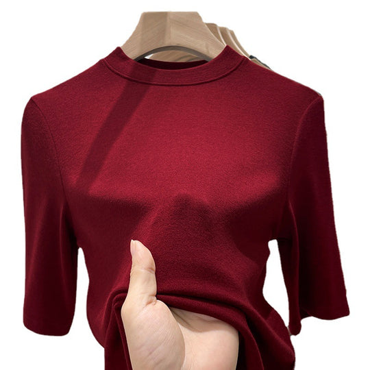 Damen Kurzarm Turtleneck Shirt aus hochwertigem, elastischem Material mit modernem Design Heidi-Mode