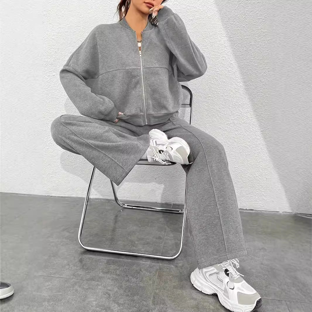 Damen lässiger Sweat-Anzug mit komfortablem Schnitt und praktischen Taschen Heidi-Mode