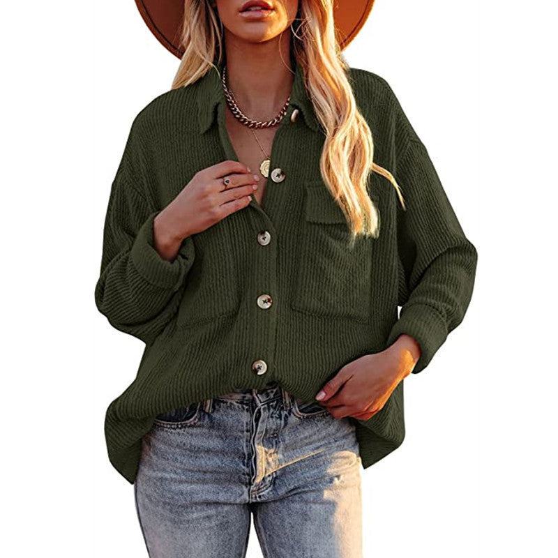 Damen Oversized Hemdbluse mit strukturiertem Design und Knopfdetails Heidi-Mode