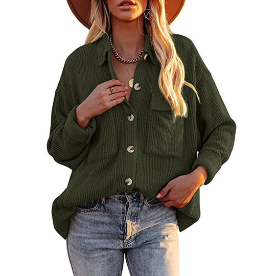 Damen Oversized Hemdbluse mit strukturiertem Design und Knopfdetails Heidi-Mode