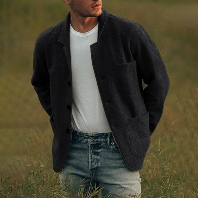 Herren lässige Wolljacke mit modernem Schnitt und praktischen Taschen Heidi-Mode