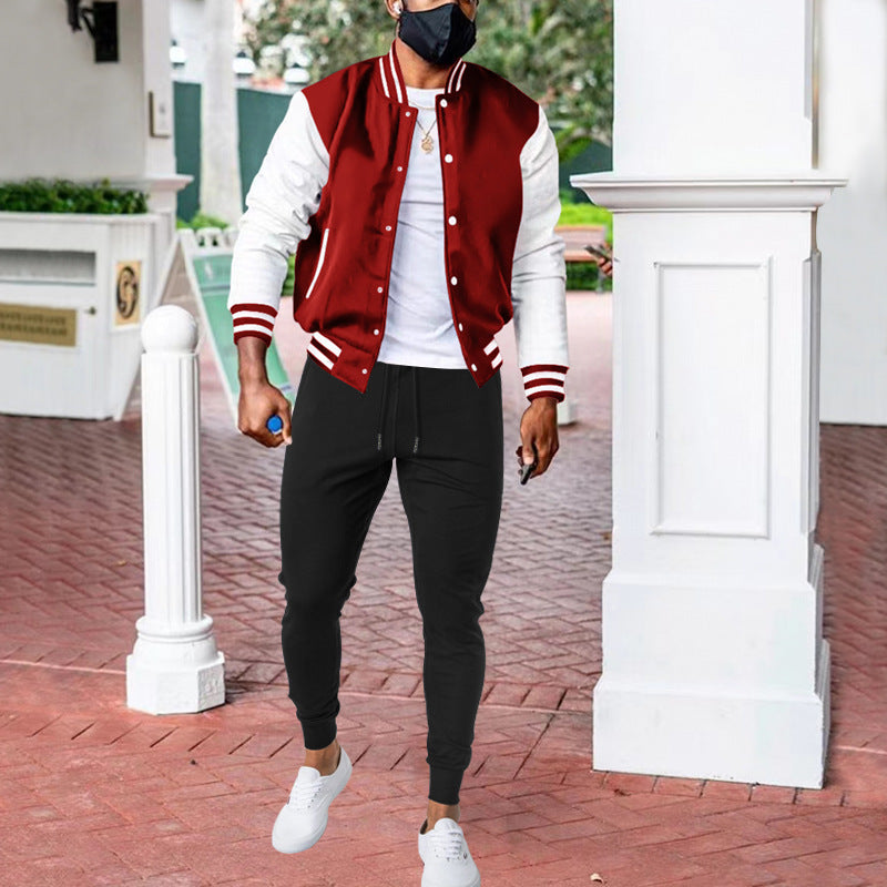 Herren sportliche Collegejacke mit praktischen Taschen und atmungsaktiver Baumwolle Heidi-Mode