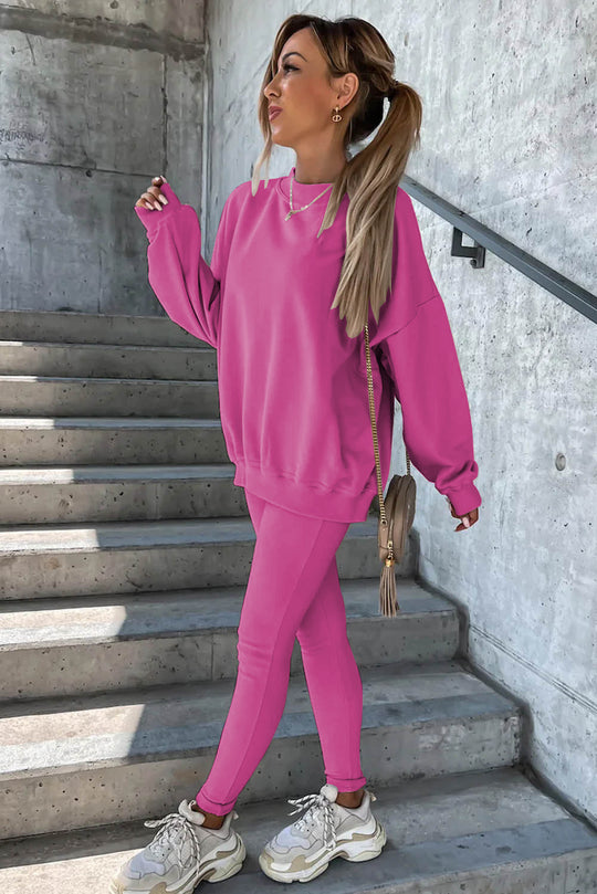 Damen lässiges Oversized Sweatshirt und enganliegende Sportleggings Set Heidi-Mode