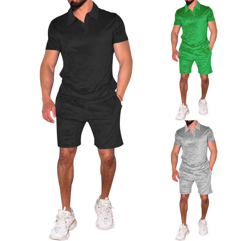 Herren Freizeit-Set aus weichem Velours mit praktischem Reißverschluss Heidi-Mode