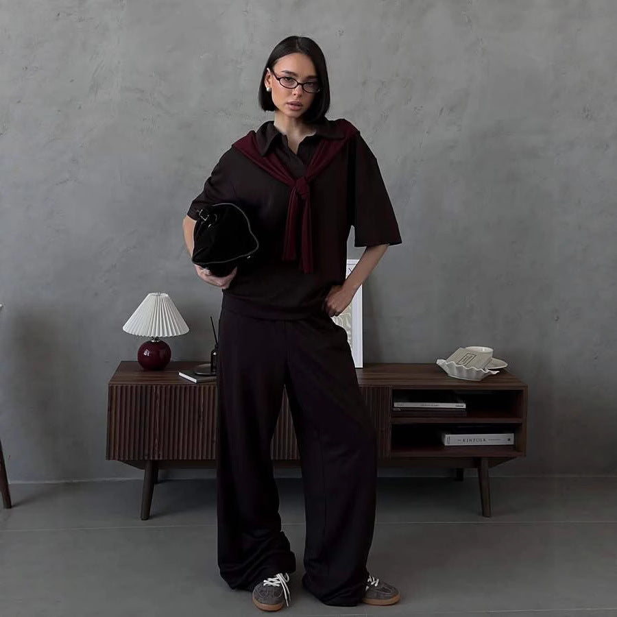 Damen elegantes Loungewear-Set mit weitem Schnitt und modischen Akzenten Heidi-Mode