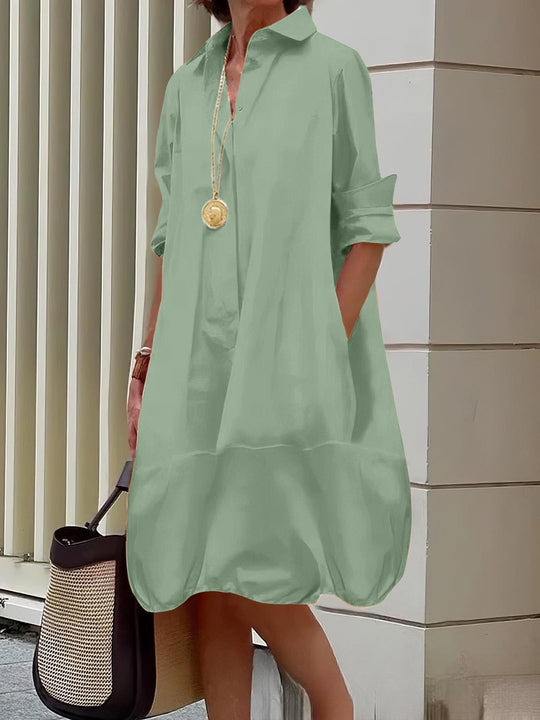 Damen Lässiges Hemdblusenkleid mit weit geschnittenem Saum Heidi-Mode