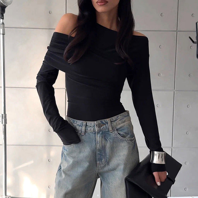 Damen Off-Shoulder Langarmoberteil Heidi-Mode