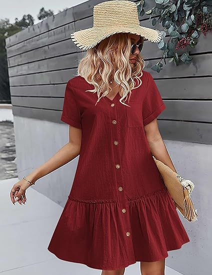Damen Knielanges Hemdblusenkleid mit Knopfleiste und Rüschen Heidi-Mode