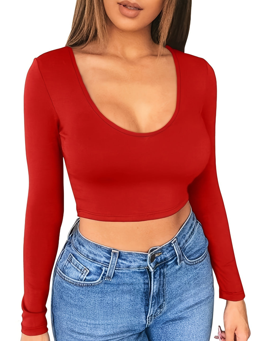 Damen Langarm Crop Top Heidi-Mode