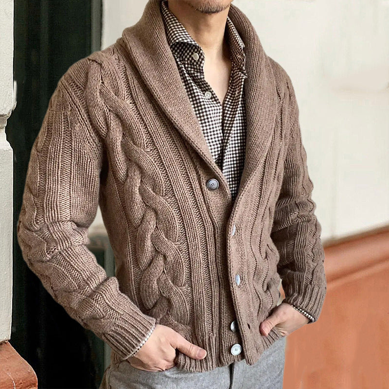 Herren Strickjacke mit modernen Zopfmuster Heidi-Mode