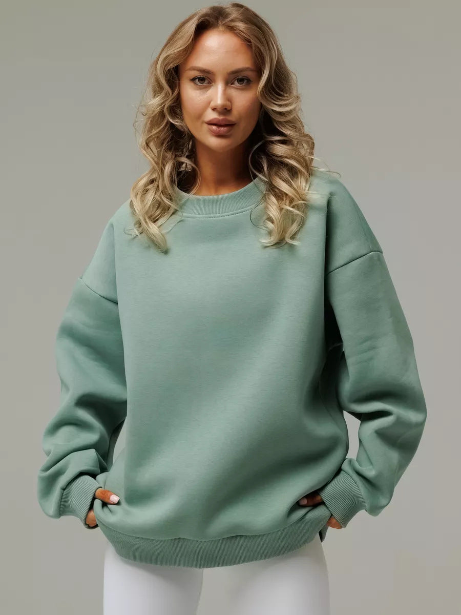 Damen Oversized Sweatshirt mit lässigem Schnitt und hohen Bündchen Heidi-Mode