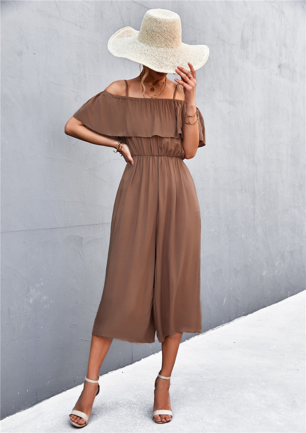 Damen eleganter Jumpsuit mit Off-Shoulder Design und lässigem Schnitt Heidi-Mode