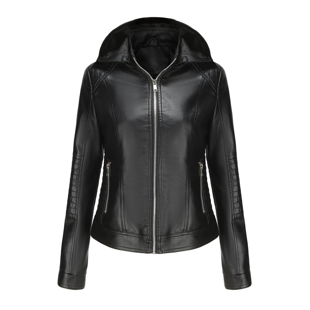 Damen Kapuzenjacke aus hochwertigem Kunstleder Heidi-Mode
