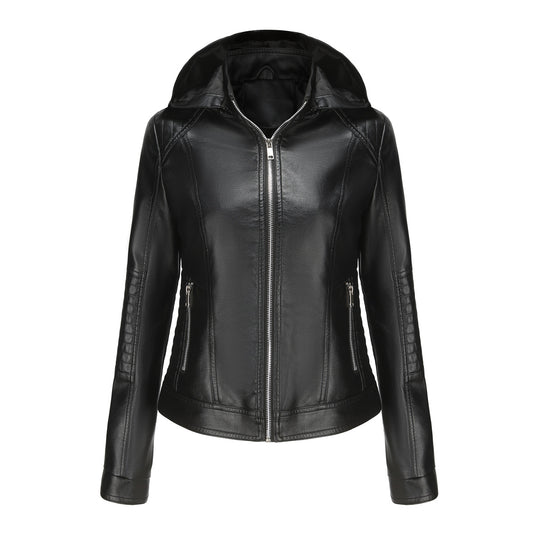 Damen Kapuzenjacke aus hochwertigem Kunstleder Heidi-Mode
